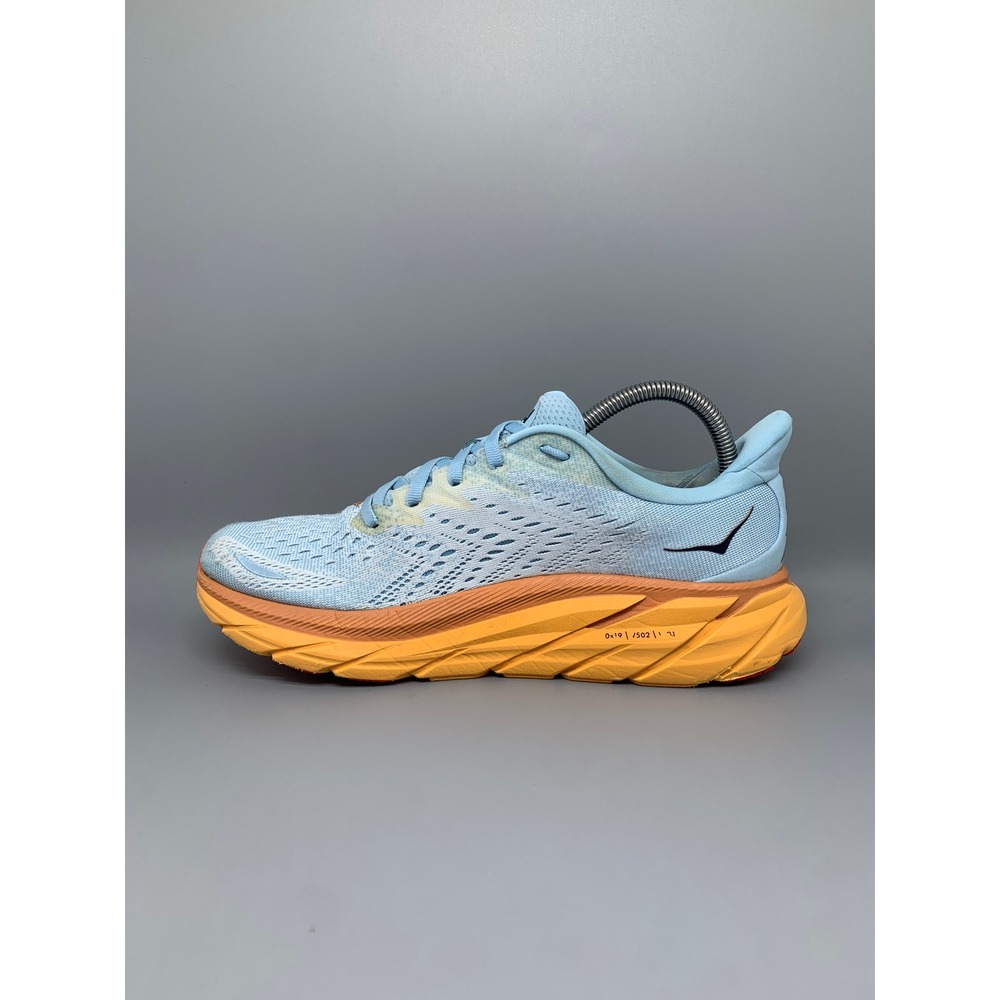 Hoka One Clifton 8 Blue Orange Running Shoes Women's Sz 9B - Picture 6 of 10